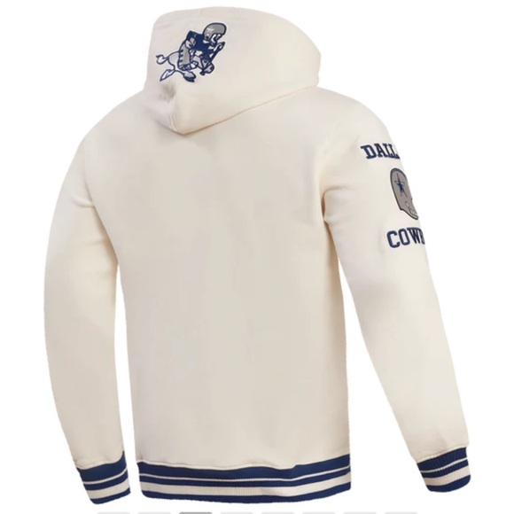 NFL DALLAS COWBOYS RETRO CLASSIC MEN’S PULLOVER HOODIE WHITE WITH BLUE - 2XL - Picture 2 of 11